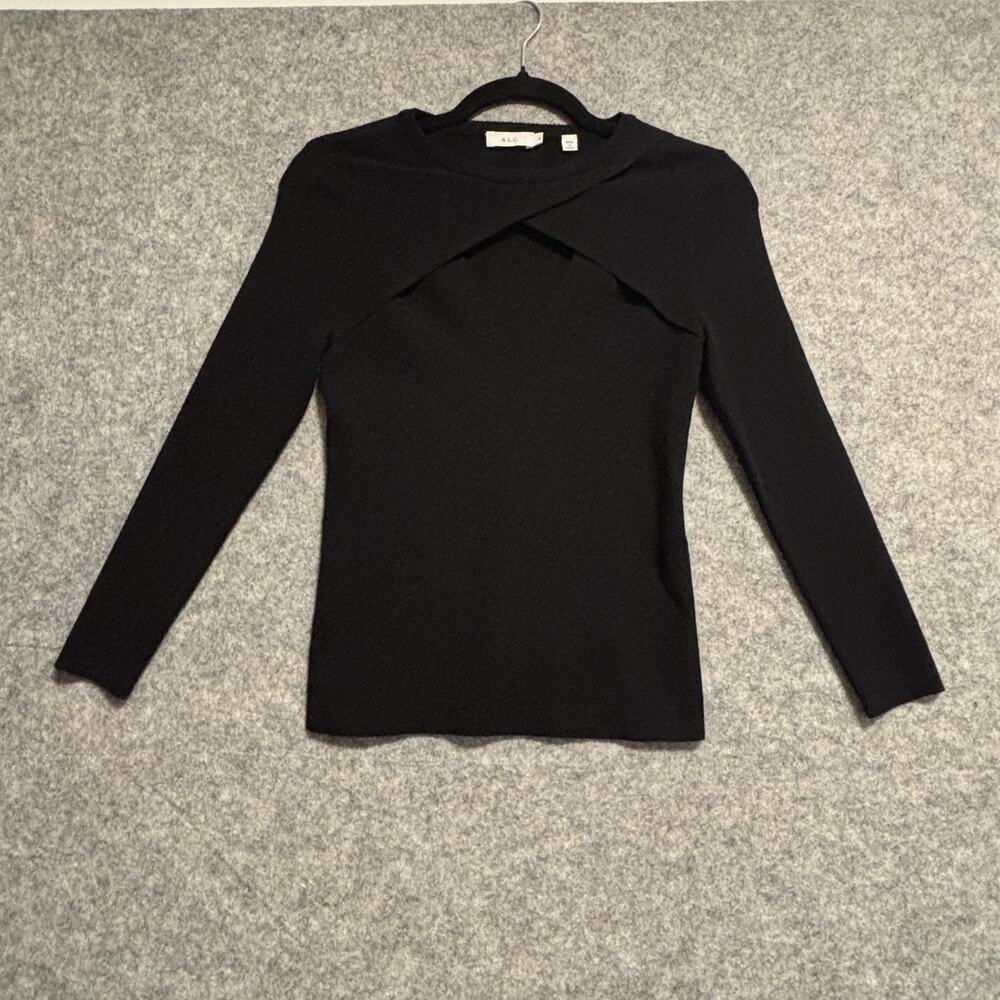 ALC Sweater Womens Size Small Black Cutout Long Sleeve Knit Pullover Top